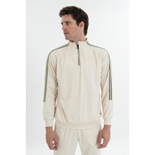 Maraton Comfort Erkek Dik Yaka  Taş- Sweatshirt