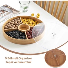 Feyza Design 5 Bölmeli Bambu Kahvaltılık Organizer, Şık ve Pratik Tasarım