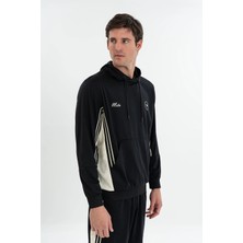 Maraton Boxy Erkek Kapüşonlu  Siyah Sweatshirt