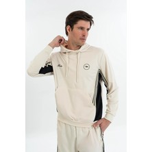 Maraton Boxy Erkek Kapüşonlu  Bej Sweatshirt