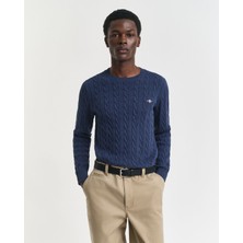 Gant Erkek Lacivert Regular Fit Bisiklet Yaka Örgü Kazak 8050601.902