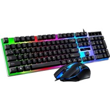 Miaxtreme Kablolu USB Türkçe Q Multi Fonksiyonlu 104 Tuş Reinbow Aydınlatmalı Gaming Oyuncu Klavye Mouse Set