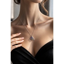 Miraç Gümüş Takı Atölyem 925 Ayar Gümüş Ametist Doğal Taş Kolye