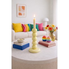 Bit Byte Brick Bubble Desenli Mumluk & Şamdan - Badem Sarısı