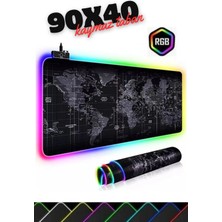 Aymestore 90X40 Rgb Dünya Desenli Mouse Pad LED Işıklı Su Geçirmez Dünya Desen Gaming Mousepad 90X40