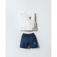USB2966 - Ekru - U.s Polo Assn. Kız Bebek Şort T-Shırt Takım