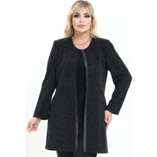 Ladies First Büyük Beden 4058 Siyah Ceket+Atlet Ikili Takım