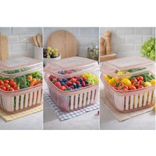 Luna Sebze & Meyve Saklama Kabı – Süzgeçli, Kapaklı, Buzdolabı Düzenleyici Fresh Box