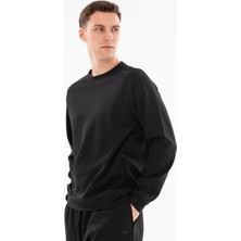 Maraton Regular Erkek Bisiklet Yaka  Siyah Sweatshirt