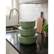 Feyza Design Renkli Emaye Hava Sızdırmaz Saklama Kabı Yoğurt Kabı