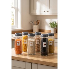 Feyza Design 6'lı Gri Kapaklı Cam Saklama Kabı Seti, 1500 Ml, Sızdırmaz ve Şık Tasarım