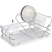 Feyza Design Iki Katlı Kalpli Tasarımlı Çelik Bulaşık Saklama Kabı Krom