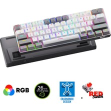 Miaxtreme T60W+WB Tam Mekanik Rgb Antighosting Red Switch Gaming Oyuncu Klavyesi T60 Gaming Klavye