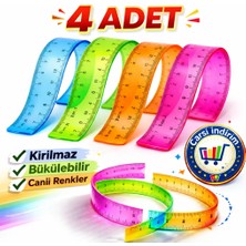 4 Adet Esnek Cetvel Dayanıklı Kırılmaz Cetvel 30 cm Karışık Renkler