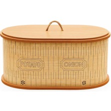 Feyza Design Bambu 2 Bölmeli Oval Patates ve Soğanlık, Doğal ve Şık Tasarım