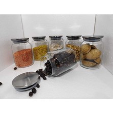 Feyza Design 6'lı Vakumlu Metal Kapaklı Cam Saklama Kavanozu 900 ml Seti