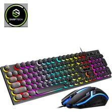 Miaxtreme Siyah USB Gökkuşağı Zemin Aydınlatmalı Q Klavye + Mouse Set Bkb8