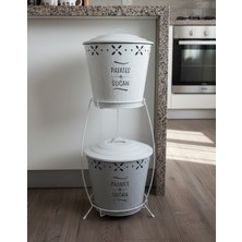 Feyza Design Iki Katlı Metal Patates ve Soğan Saklama Kabı, Pratik ve Şık Tasarım