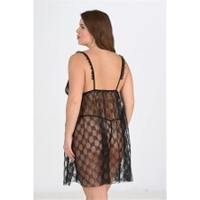 Aria's Closet Arias Closet Büyük Beden Siyah Gecelik 3041