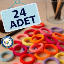 Renkli Saç Tokası 24 Adet Orta Boy Esnek Havlu Lastik Toka