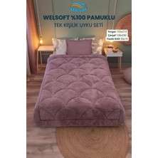 Uysal Yorgan Welsoft Akfil Midye Desen Tek Kişilik Uyku Seti GÜL KURUSU