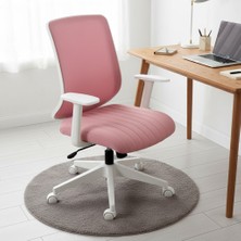 Sandalye Deposu Tokyo Beyaz Plastik Ayaklı Çalışma ve Ofis Koltuğu (Pembe Lakos Kumaş)