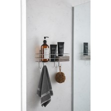 Sas Haus Krom Yapışkanlı Şampuanlık 30 cm Askılı Banyo Duş Rafı Organizer Tşk-01