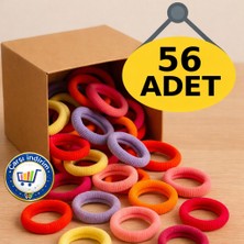 Renkli Saç Tokası 56 Adet Orta Boy Esnek Havlu Lastik Toka