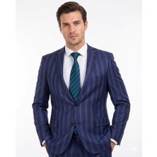 FABIO CASSEL Lacivert Kareli Premium Erkek Takım Elbise – Slim Fit Özel Gün & Davet Takımı