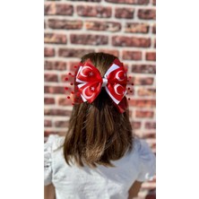 Kirpi Toka Kırmızı Tüllü Türk Bayraklı 23 Nisan 29 Ekim Kız Çocuk Klipsli Saten Saç Tokası 17 cm x 13 cm