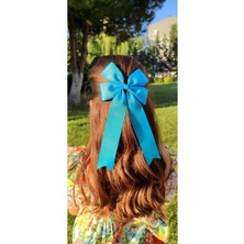 Kirpi Toka Turkuaz Fiyonk Toka, Uzun Kuyruklu Grogren Klipsli Kız Çocuk Saç Tokası.