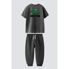 Monila Erkek Çocuk Pamuklu Timsah Baskılı T-Shirt ve Eşofman 2'li Takım