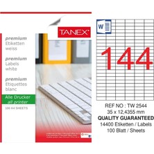Tanex TW-2544 35X12,4355 mm Inkjet / Laser A4 Etiket Yetkili Satıcı (100 Adet)