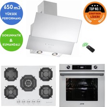 Eminçelik ve Afm Tech Marka Faba 5 Gözlü 1'wok Beyaz Ankastre Set (22 386  +FM7701 +Ch 1454 Rc W60)