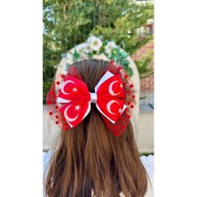 Kirpi Toka Kırmızı Beyaz Türk Bayrağı Baskılı 29 Ekim Cumhuriyet Bayramı 23 Nisan Kız Çocuk Tokası