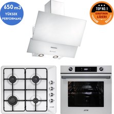 Eminçelik ve Afm Tech Markalı / Plum Emaye Ocak Beyaz Ankastre Set (31 221 + FM7701+CH 1454 Pb W60)