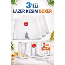 Dorya 3’lü Kadın Lazer Kesim Boxer Siyah Beyaz Ten Karışık Dikişsiz Yüksek Bel Esnek Külot