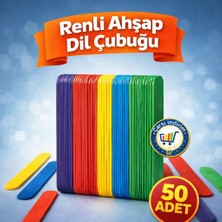 Renkli 50 Adet Ahşap Büyük Geniş Dil Çubuğu Abeslang Dondurma Dil Basma Çubuğu Renkli