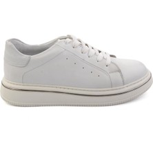Bambi Beyaz Hakiki Deri Erkek Sneaker E01089006541
