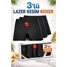 Dorya 3’lü Kadın Lazer Kesim Boxer Siyah Beyaz Ten Karışık Dikişsiz Yüksek Bel Esnek Külot