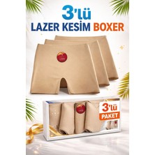 Dorya 3’lü Kadın Lazer Kesim Boxer Siyah Beyaz Ten Karışık Dikişsiz Yüksek Bel Esnek Külot