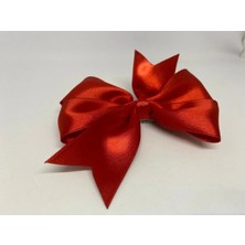 Kirpi Toka El Yapımı Kırmzı Saten Bayramlık Kız Çocuk Saç Tokası Çift