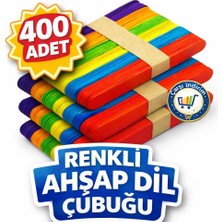 Renkli 400 Adet Ahşap Büyük Geniş Dil Çubuğu Abeslang Dondurma Dil Basma Çubuğu Renkli