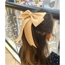 Kirpi Toka El Yapımı Keten Krem Uzun Kız Çocuk Saç Tokası 20X25 cm