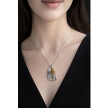 Miraç Gümüş Takı Atölyem 925 Ayar Gümüş Sarı Kalsit ( Bal Kalsit) Doğal Taş Kolye