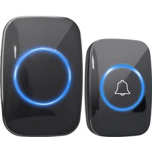 Kablosuz Uzaktan Kumandalı Kapı Zili Mavi LED Işıklı 60 Melodi 300 M Menzil Ev Ofis Depo, Logosuz Tasarım, Hasta Yaşlı ve Bakıma Muhtaçlar Için Acil Çağrı Butonu, Tak Çalıştır, Siyah