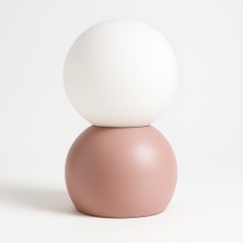 Biton Design Luna S Yuvarlak Gövdeli El Yapımı Beton Masa Lambası Kiremit