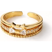 Formzen 316L Paslanmaz Çelik Zarif Işıltı Zirkon Taşlı Ayarlanabilir Yüzük – Modern & Şık Tasarım