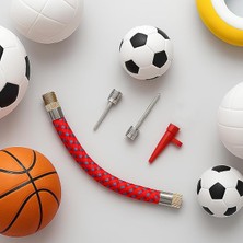 Top & Bisiklet Şişirme Ucu Seti – Pompa Adaptör Hortumlu, Futbol Basketbol Voleybol Iğne Başlıklı, Şişme Oyuncak Uyumlu 4’lü Kit