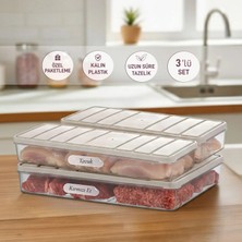 Selka Home 3'lü Set ( 1 Adet 2,25 2 Adet 1 Lt. ) Nora Organizer Buzdolabı Buzluk Düzenleyici Saklama Kabı